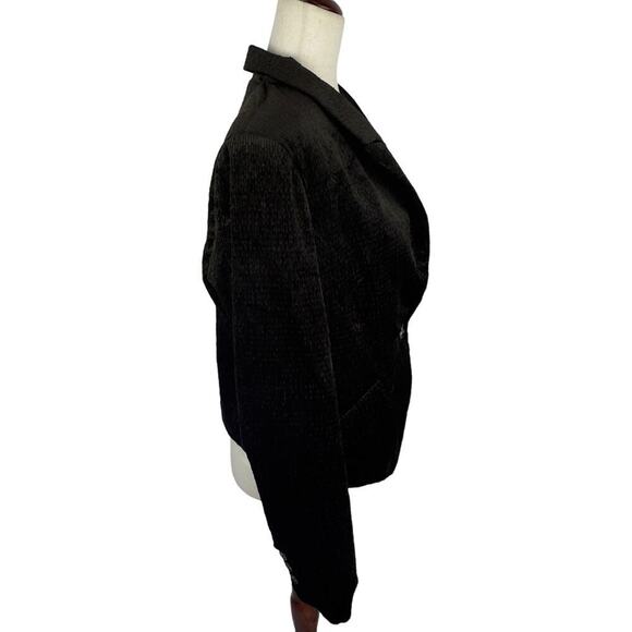 DEMOCRACY CORDUROY‎ CROPPED ONE BUTTON BLAZER IN ESPRESSO NWT WOMEN'S MEDIUM - Picture 3 of 15